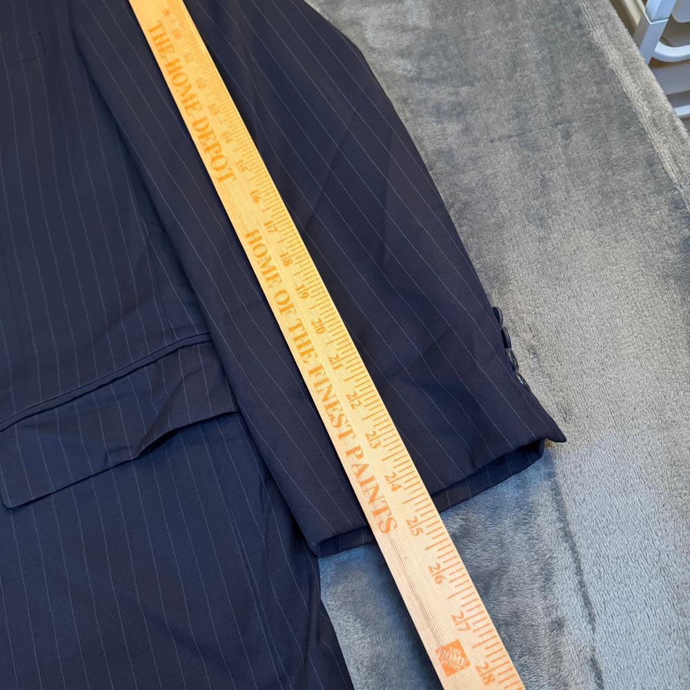 Hart Schaffner Marx Gold Trumpeter Suit Jacket Mens 50 R Navy Pinstripe Wool - Picture 7 of 10